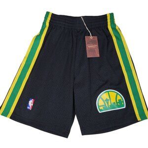 Mitchell & Ness Swingman Shorts Seattle SuperSonics Men Size Small NBA Black NEW